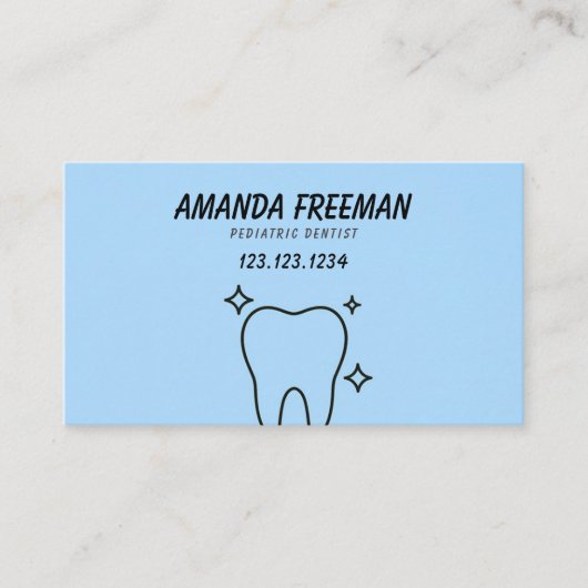 Clean Blue & Black Tooth Outlineキッズ歯科医 予約カード (正面)