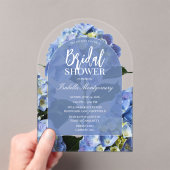 Clean Blue Hydrangea Floral Bridal Shower アクリル招待状 (インサイチュ (ポータブル))