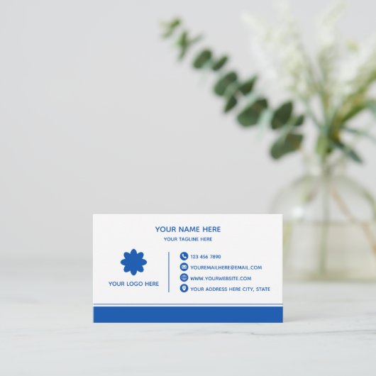 Clean Blue Stripe Business Card 名刺 (スタンド正面)