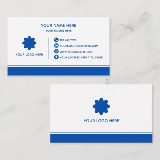 Clean Blue Stripe Business Card 名刺 (正面/裏面)