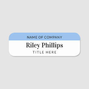 Clean Blue & White Company Name Title 名札