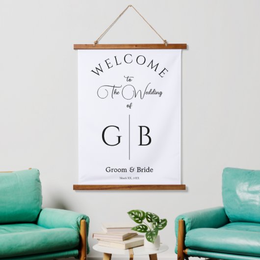 Clean Chic Wedding Reception Entrance 吊り下げ型タペストリー (リビング)