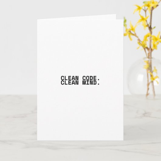 Clean Code Clean Mind Minimalist Greeting カード (黄色い花)