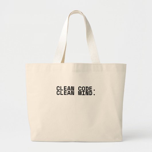 Clean Code Clean Mind Minimalist Jumbo Tote Bag ラージトートバッグ (正面)