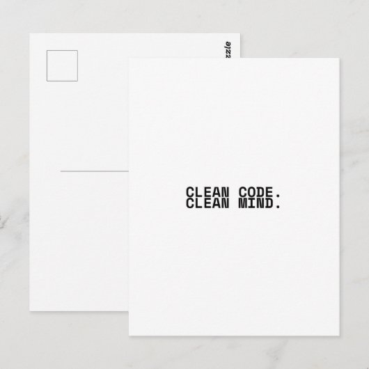 Clean Code Clean Mind Minimalist Technical  ポストカード (正面/裏面)