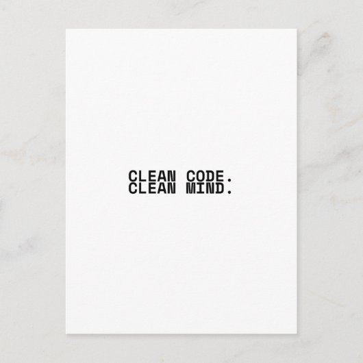 Clean Code Clean Mind Minimalist Technical  ポストカード (正面)