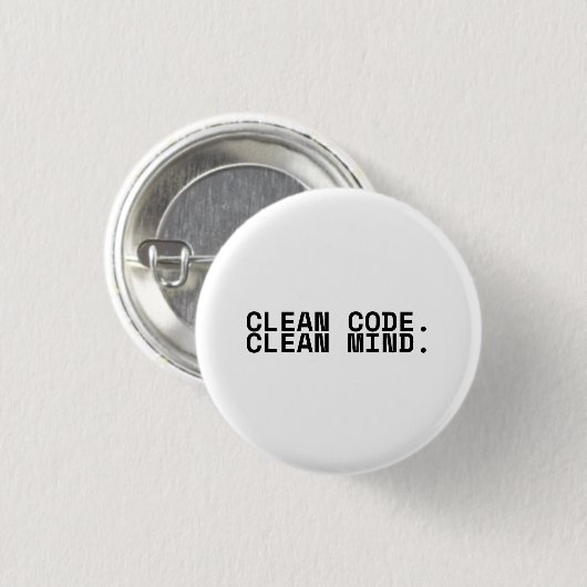 Clean Code Clean Mind Minimalist Technical  缶バッジ (正面&裏面)