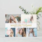 Clean Collage編集可能なカラー卒業フォト 招待状 (スタンド正面)