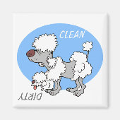 "CLEAN / DIRTY"漫画のプードル食洗機磁石 マグネット (正面)