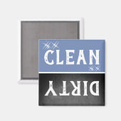 Clean Dirty Sparkle Chalkboard Blue Dishwasher マグネット (正面/裏面)