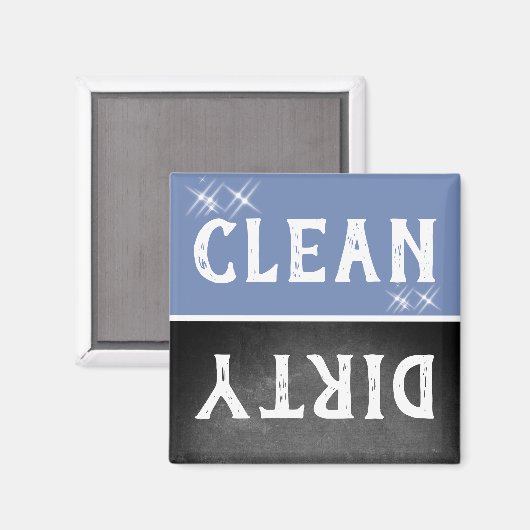 Clean Dirty Sparkle Chalkboard Blue Dishwasher マグネット (正面/裏面)