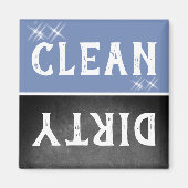 Clean Dirty Sparkle Chalkboard Blue Dishwasher マグネット (正面)