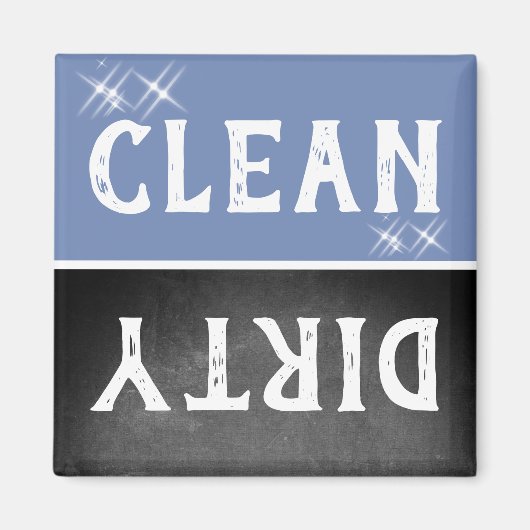 Clean Dirty Sparkle Chalkboard Blue Dishwasher マグネット (正面)