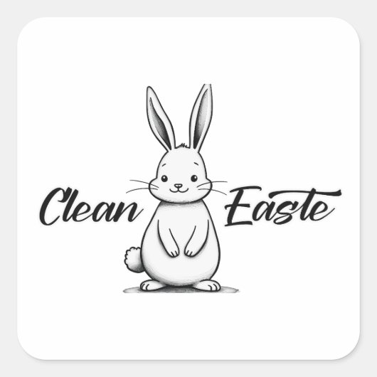 Clean Easter – Minimal Bunny Design - Autocolante スクエアシール (正面)