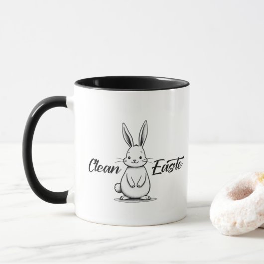Clean Easter – Minimal Bunny Design - caneca マグカップ (ドーナツ)