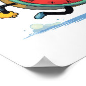 Clean Flat Color Art: Retro Running Alarm Clock ポスター (角)