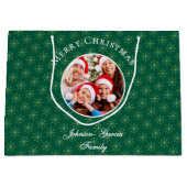 Clean Forest Green Snowflakes Christmas ラージペーパーバッグ (正面)