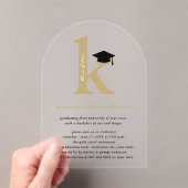 Clean Gold Typography Initial 'K' Senior Graduate アクリル招待状 (インサイチュ (ポータブル))