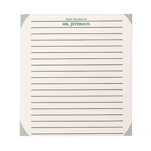 Clean Green Teacher Lined Paper From The Desk Of  ノートパッド (正面)