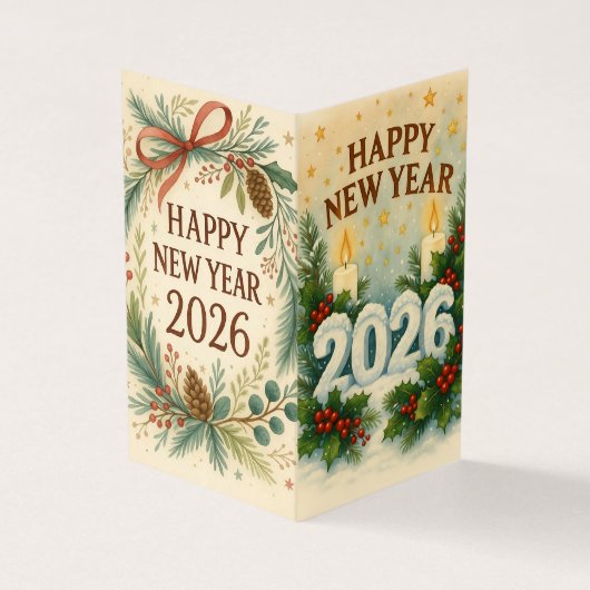 clean happy new year 2026 business card 名刺 (外部)