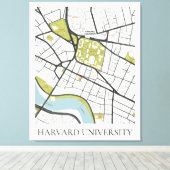 CLEAN HARVARD UNIVERSITYマサチューセッツ州概要地図 キャンバスプリント (インサイチュ (ウッドフロア))