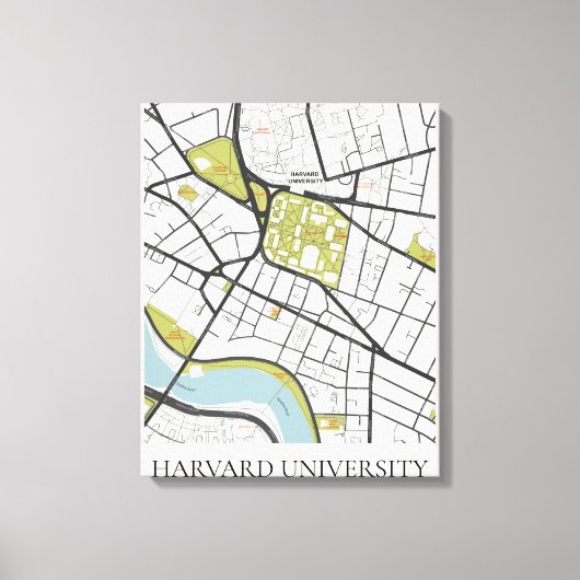 CLEAN HARVARD UNIVERSITYマサチューセッツ州概要地図 キャンバスプリント (正面)