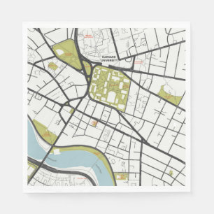 CLEAN HARVARD UNIVERSITYマサチューセッツ州概要地図 スタンダードランチョンナプキン