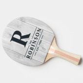 Clean Light Gray Wooden Family Name & Initial 卓球ラケット (横)