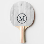 Clean Light Gray Wooden Monogram 卓球ラケット (正面)