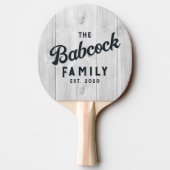 Clean Light Gray Wooden Retro Family Name & Year 卓球ラケット (裏面)