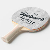 Clean Light Gray Wooden Retro Family Name & Year 卓球ラケット (正面アングル)