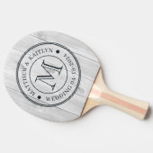 Clean Light Gray Wooden  Wedding Monogram 卓球ラケット (横)