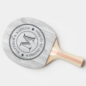 Clean Light Gray Wooden Wedding Monogram Star 卓球ラケット (横)