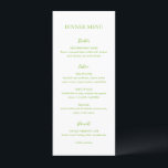 Clean Lime Green Elegant Wedding メニュー<br><div class="desc">Elegant wedding menu featuring a minimal and clean layout with the title in a very large font.</div>