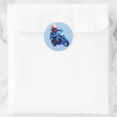 🏍️ Clean Line Motorcycle Rider Minimal Speed Icon ラウンドシール (バッグ)
