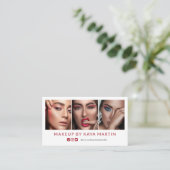 Clean Makeup Artist Photo Collage Red Social Media 名刺 (スタンド正面)