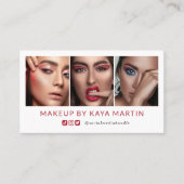 Clean Makeup Artist Photo Collage Red Social Media 名刺 (正面)
