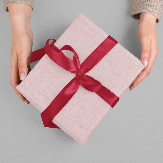 Clean Minimal Beige Linen Mimic Fabric Effect Pink ラッピングペーパー
