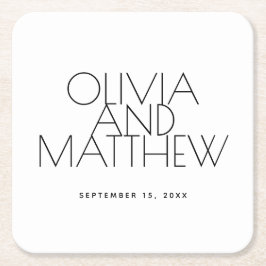 Clean Minimal Wedding | Elegant Simple Typography スクエアペーパーコースター