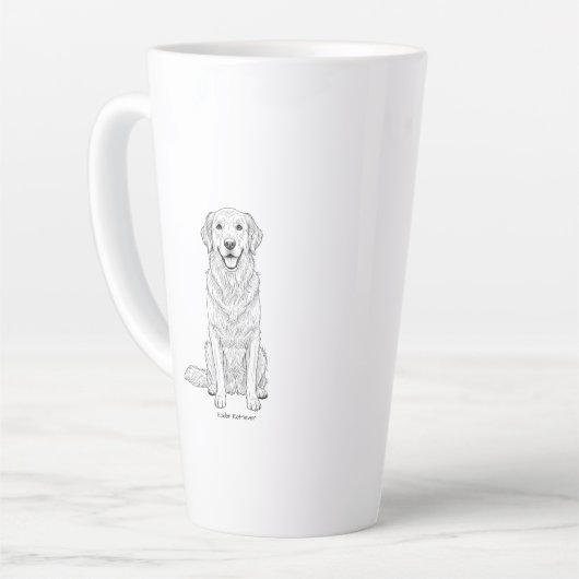 Clean Minimalist Golden Retriever Line Art  カフェラテマグ (左アングル)