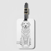 Clean Minimalist Golden Retriever Line Art  ラゲッジタグ (正面縦)