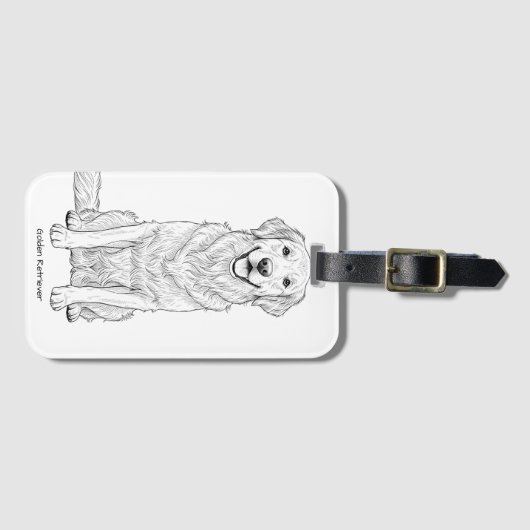 Clean Minimalist Golden Retriever Line Art  ラゲッジタグ (正面横)