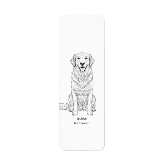 Clean Minimalist Golden Retriever Line Art  ラベル (正面)