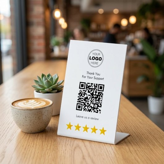 Clean Minimalist Thank You Review QR Code 台座サイン