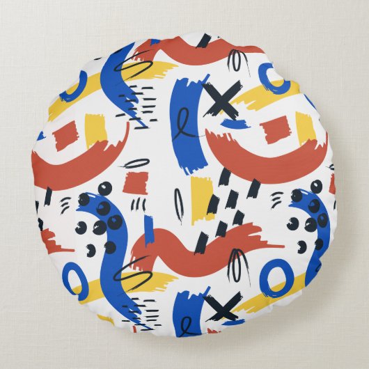 Clean Modern Abstract Pattern | Colorful Artistic  ラウンドクッション (裏面)