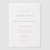 Clean Modern Black and White Wedding ベラム紙招待状 (正面)