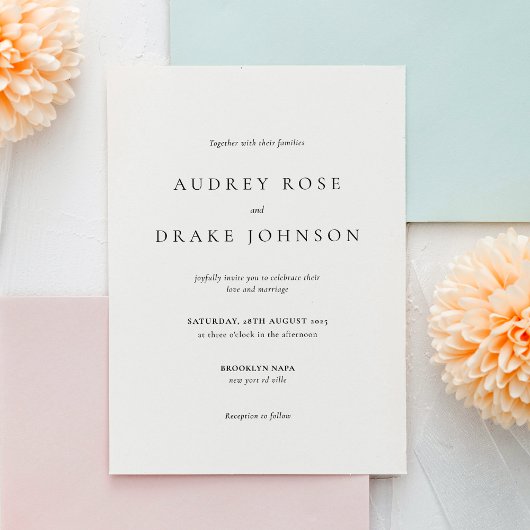 Clean Modern Black and White Wedding 招待状