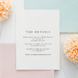 Clean Modern Black and White Wedding Details エンクロージャーカード