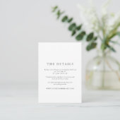 Clean Modern Black and White Wedding Details エンクロージャーカード (スタンド正面)