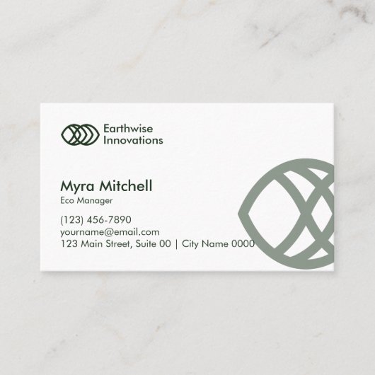 Clean Modern Eco Green Sustainable Branding Bold 名刺 (正面)
